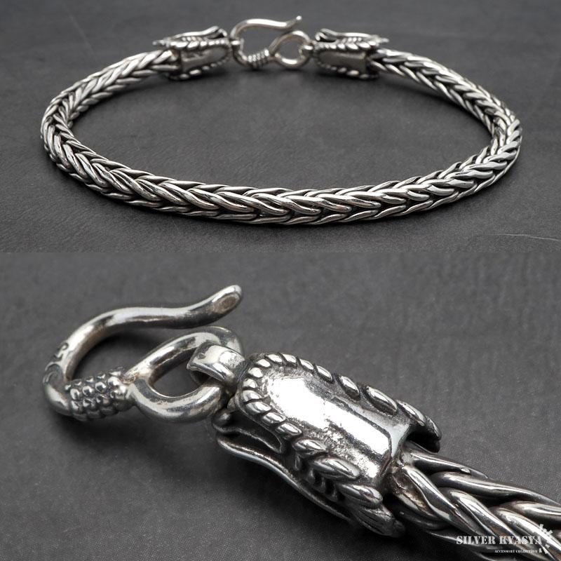 シルバー925 双頭 ドラゴンブレスレット 龍ブレスレット 重厚感 立体感