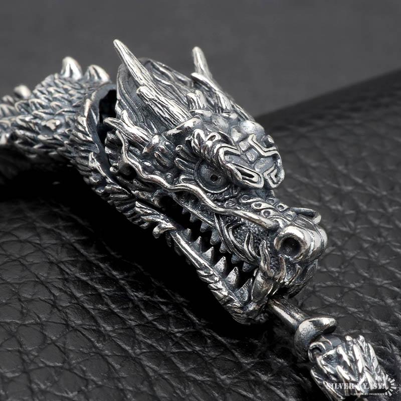 複数買いで最大300円OFFクーポン／シルバー925 ド迫力 ドラゴン