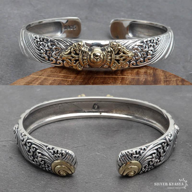 シルバー925 バングル メンズ 腕輪 三鈷杵 五鈷杵 シルバーバングル 六