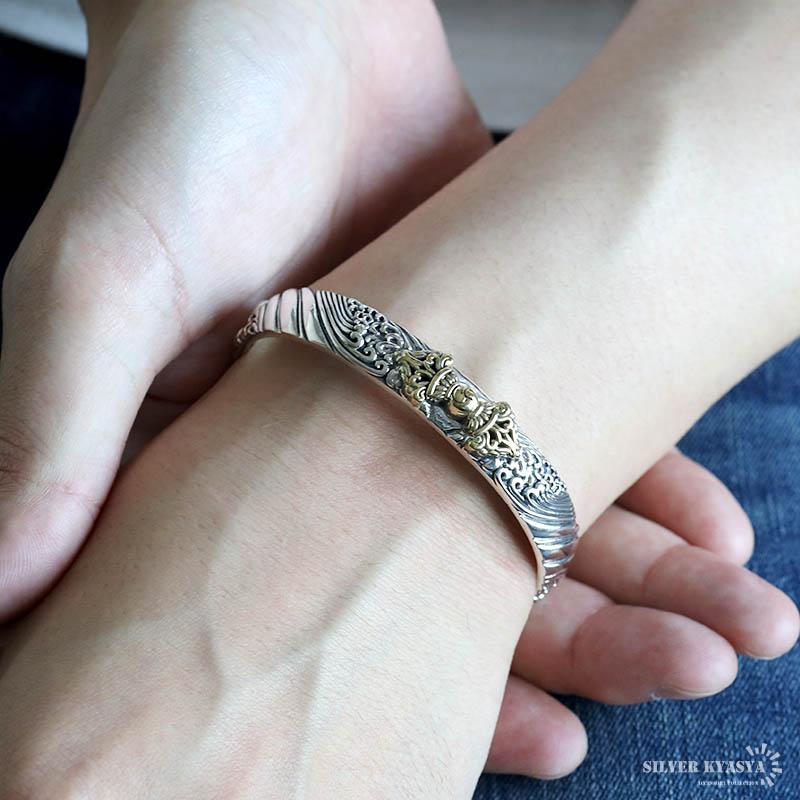 シルバー925 バングル メンズ 腕輪 三鈷杵 五鈷杵 シルバーバングル 六