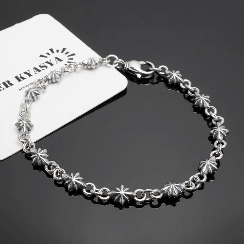 シルバー925 スターチェーンブレスレット メンズ 細身 シルバー