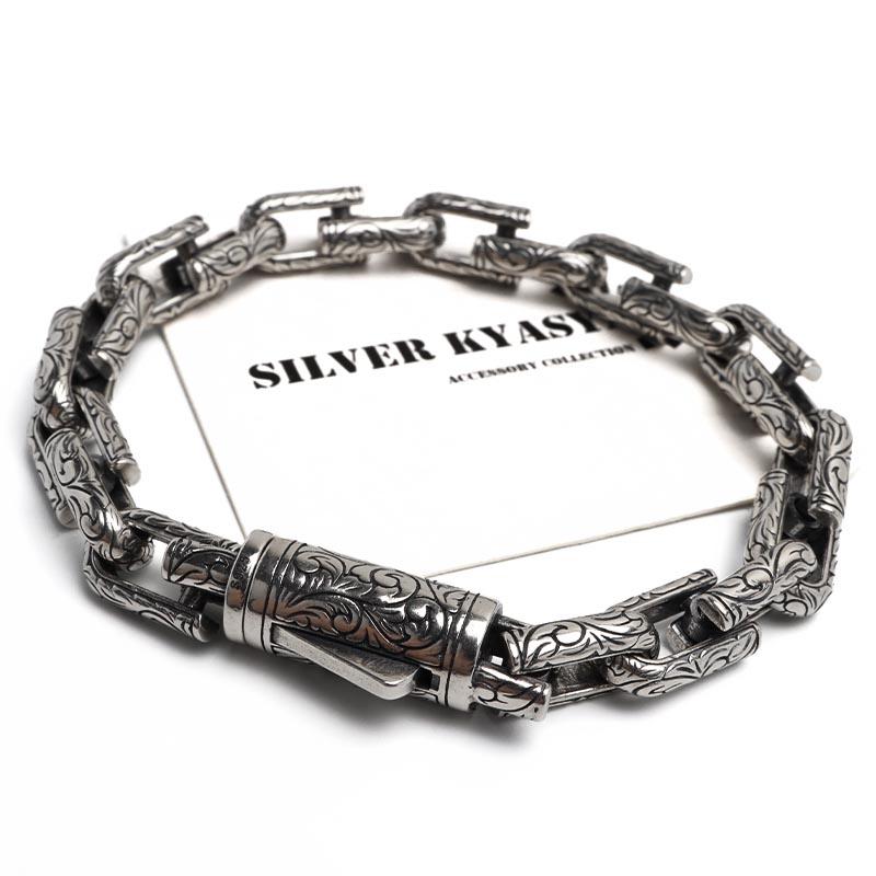 複数買いで最大300円OFFクーポン／シルバー925 唐草ブレスレット