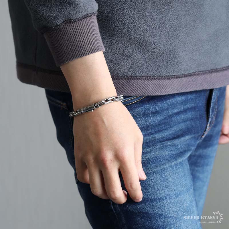 シルバー925 唐草ブレスレット チェーンブレスレット アラベスク