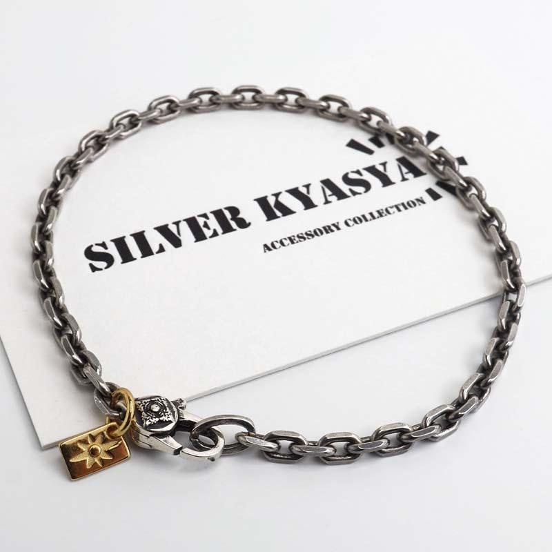 店内まるっと10%OFF祭／シルバー925 アズキチェーンブレスレット 燻し