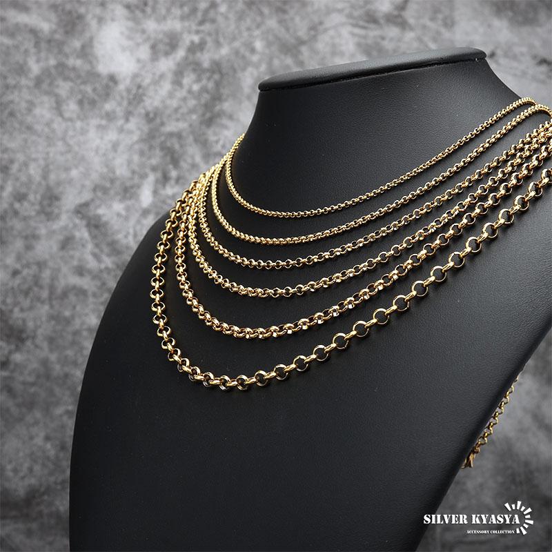 ゴールド ロールチェーン ステンレスチェーン 金 gold Roll Chain 幅