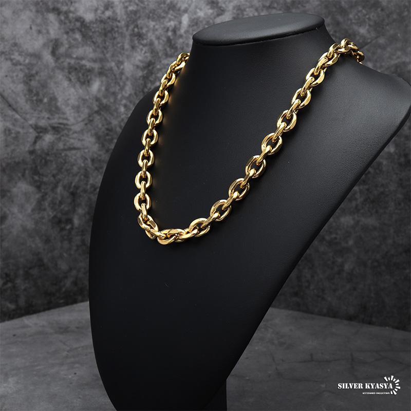 ゴールドチェーン 18k gp ワイド ステンレスチェーン 4面カット ゴールドチェーン 18k gp ワイド ステンレスチェーン 4面カット