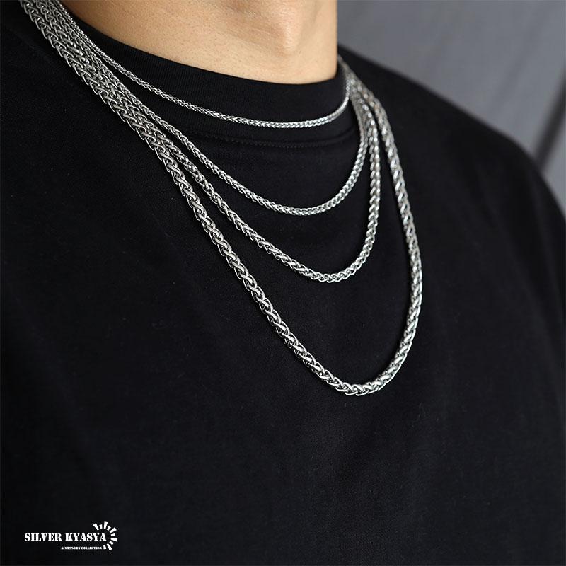 チェーン シルバー ネックレス シルバー スピガチェーン 幅2.8mm ステンレス スピガチェーン シルバー メンズ ネックレスチェーン