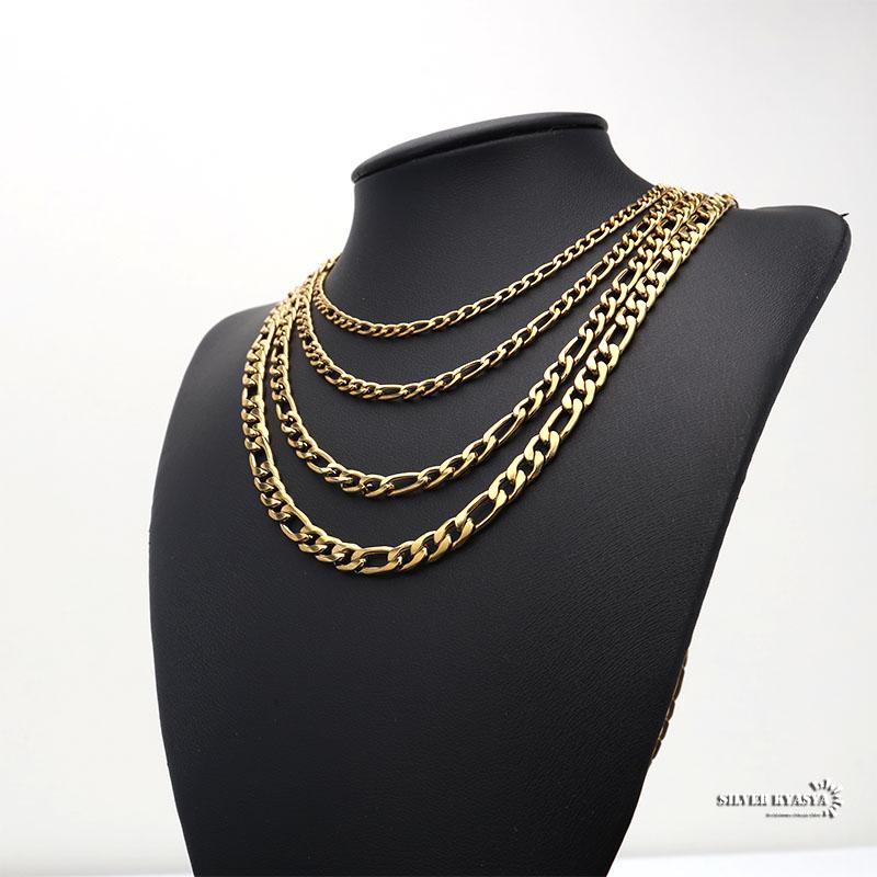 ステンレス フィガロネックレス ゴールド 金 gold 喜平チェーン