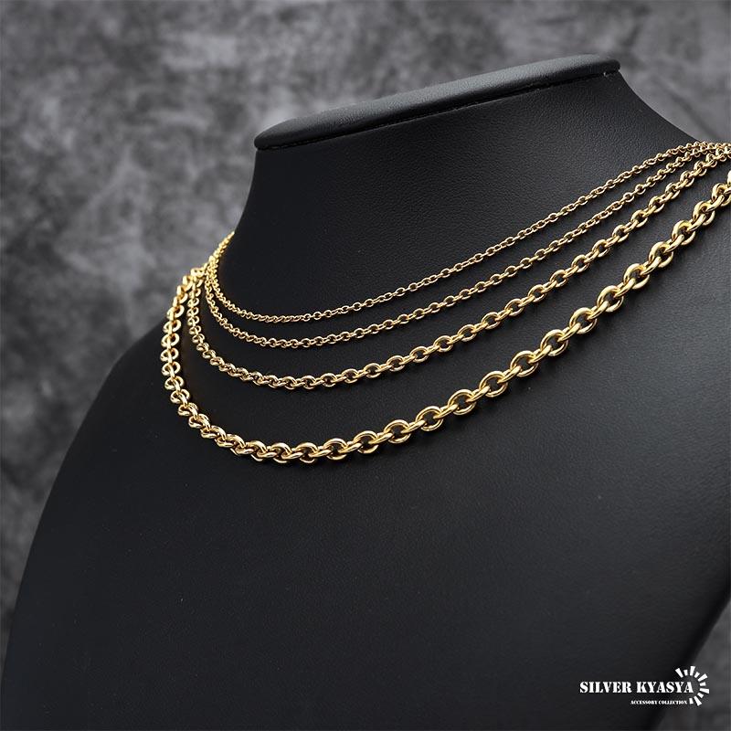 ゴールド あずきチェーン ステンレス ネックレスチェーン 金 18k ゴールド あずきチェーン ステンレス ネックレスチェーン 金 18k