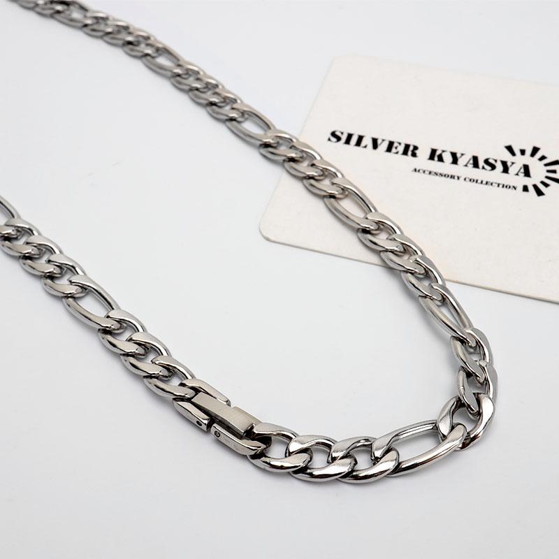 ステンレス チェーンネックレス フィガロチェーンネックレス シルバー