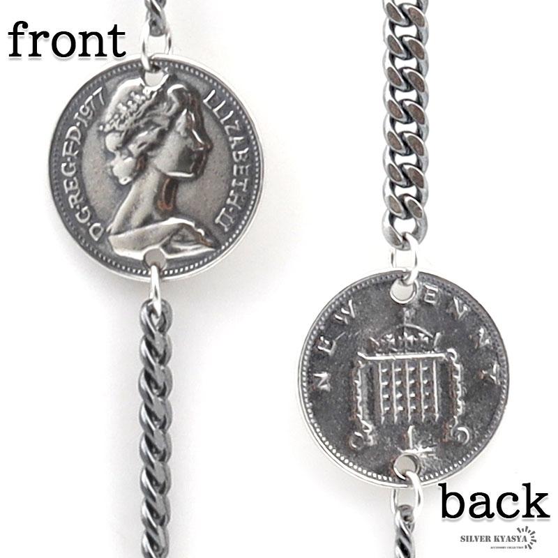 リアルコイン使用　シルバー925チェーン　メダルブレスレット シルバー925 チェーンブレスレット コインブレスレット 925