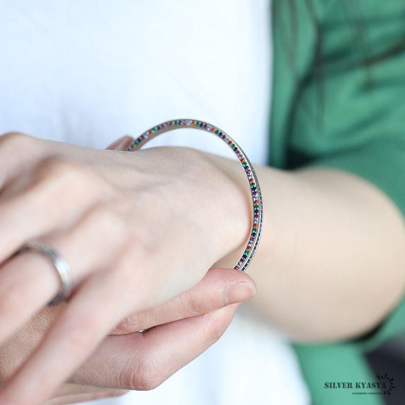 カラーストーンバングル カラフル アミュレットバングル ブレスレット