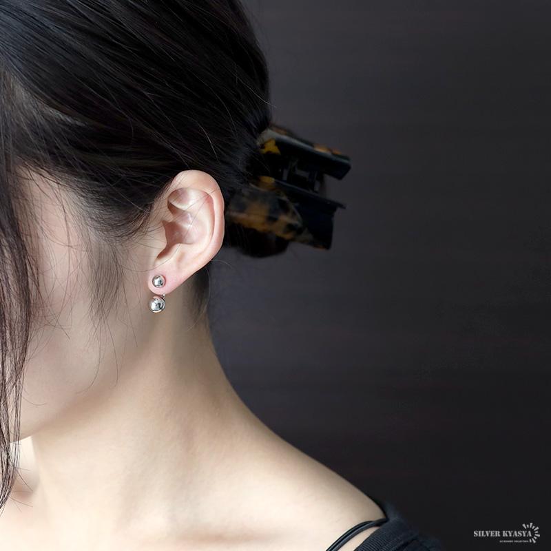 ピアス 金属アレルギー レディース シルバー925 ツインボール