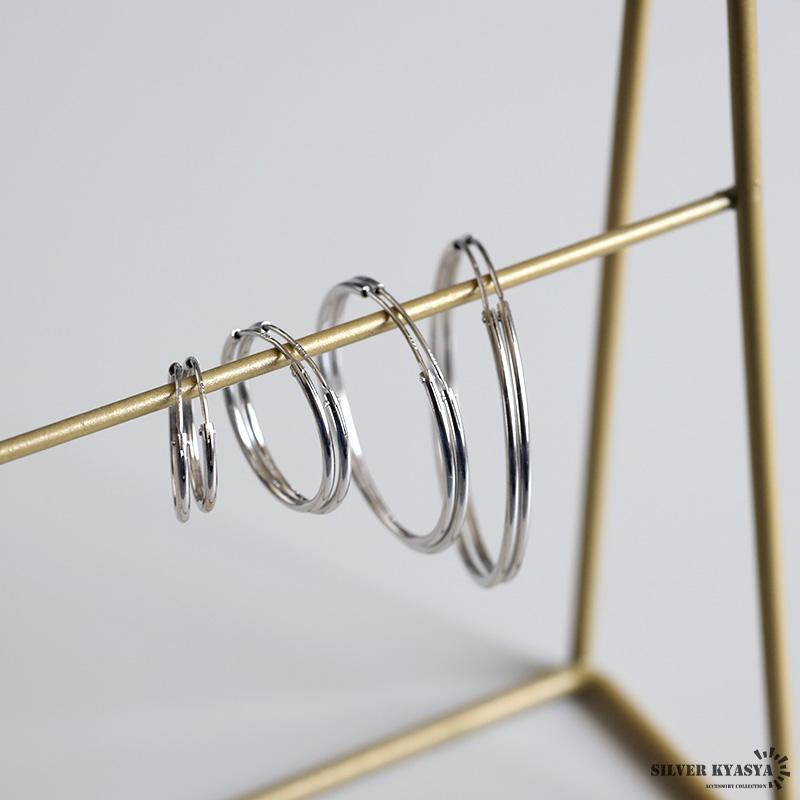 2個で10％OFF 3個で20％OFFクーポン／シルバー925素材 フープピアス 2