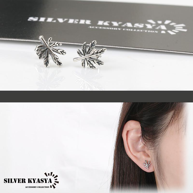 2個で10％OFF 3個で20％OFFクーポン／シルバー925 ピアス リーフ