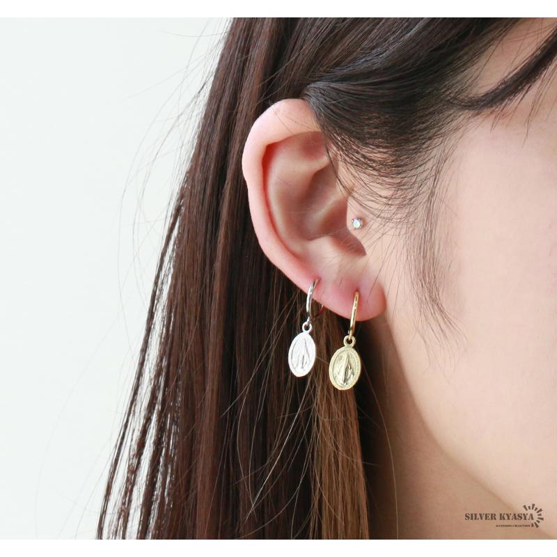 1点作品☆ シルバー不思議のメダイピアス 2個で10％OFF 3個で20％OFFクーポン／両耳用2点セット マリアピアス