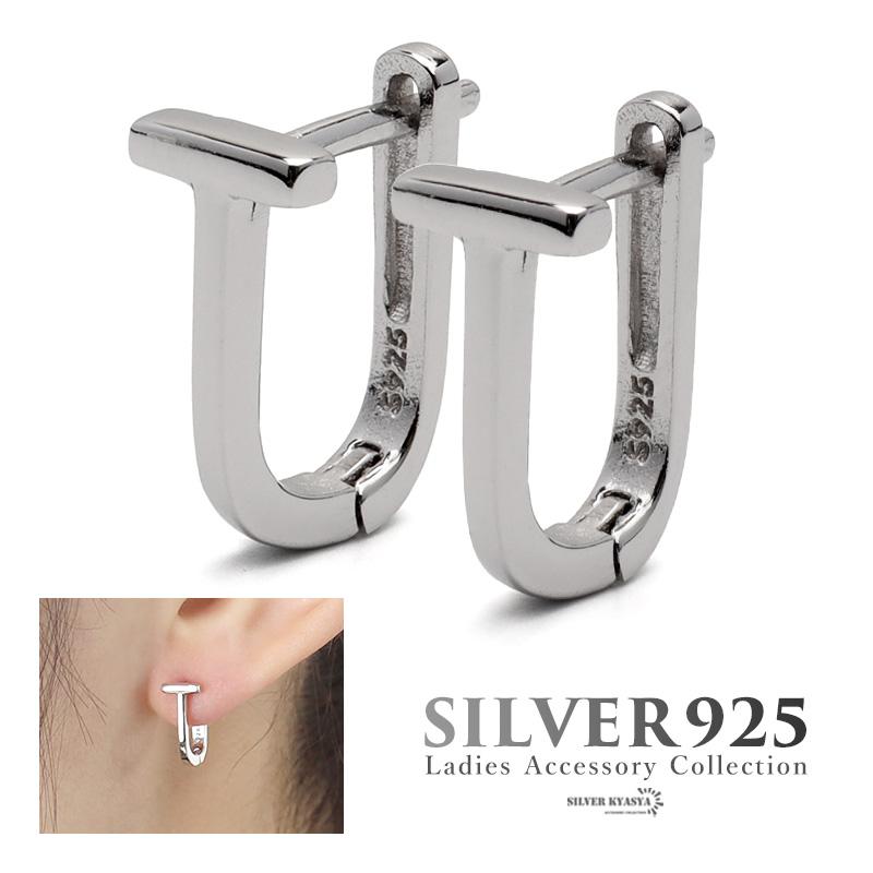 ピアス フープピアス 変形 ユニーク シルバー925 T字 T型 小ぶり ミニ  