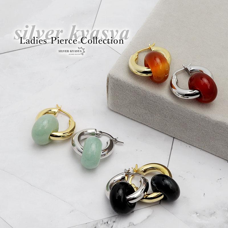 ピアス フープピアス グリーン アベンチュリン シルバー925 S925 ピアス フープピアス グリーン アベンチュリン シルバー925 S925