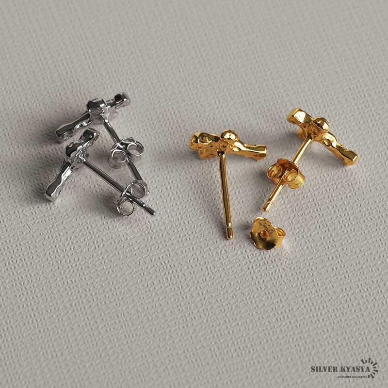クロスピアス ゴールド シルバー 18K GP レディース イヤリング gold 2