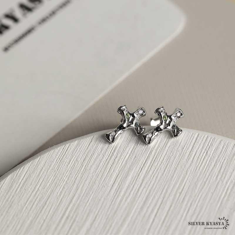 クロスピアス ゴールド シルバー 18K GP レディース イヤリング gold 2