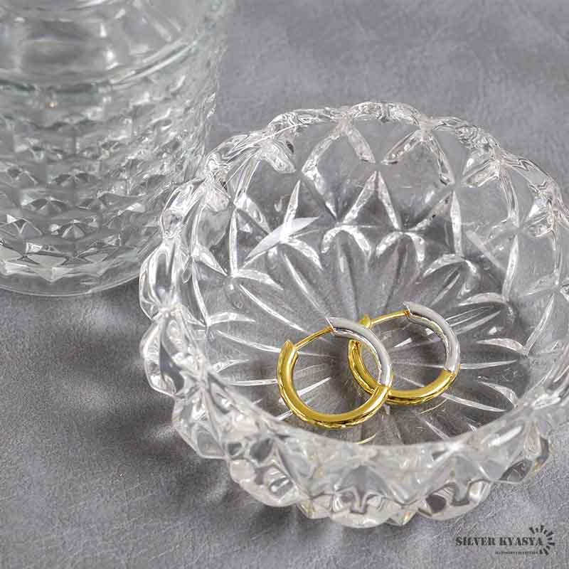 ツートンカラー フープピアス シルバー925 18KGP リングピアス