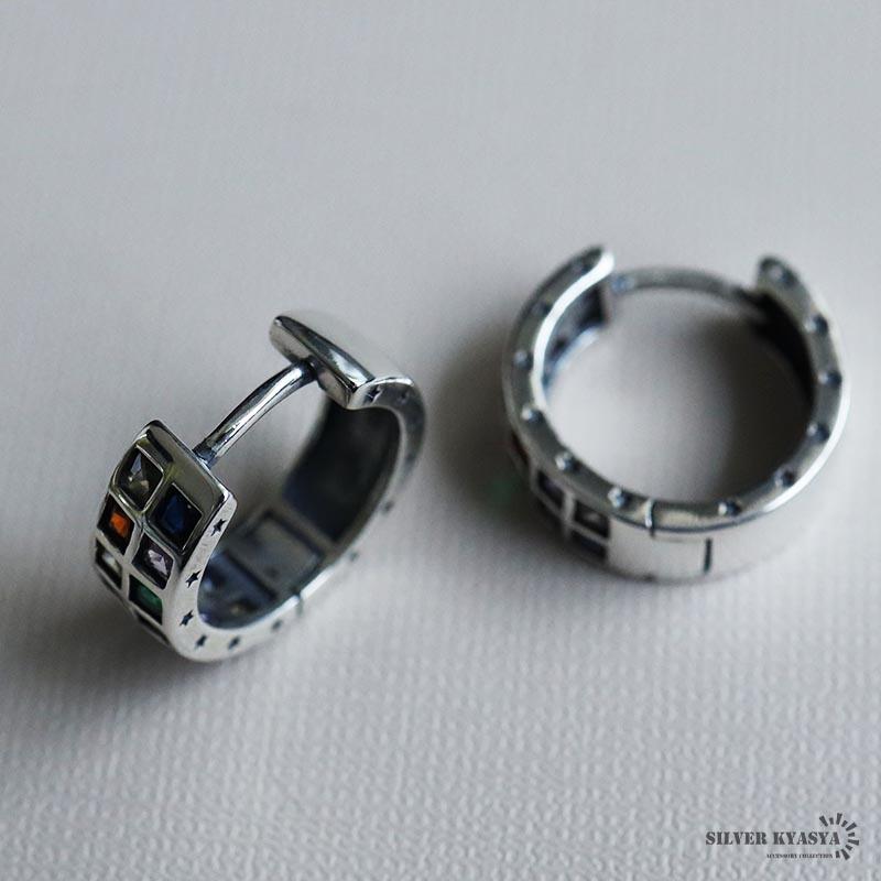 複数買いで最大300円OFFクーポン／シルバー925 フープピアス カラフル 