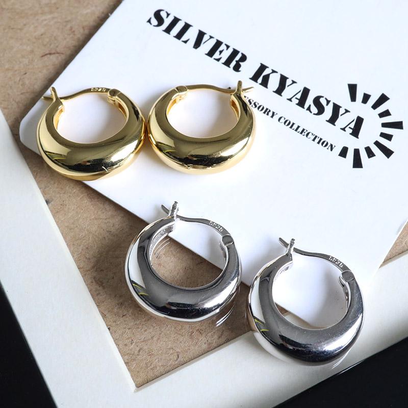 複数買いで最大300円OFFクーポン／シルバー925 フープピアス ぷっくり