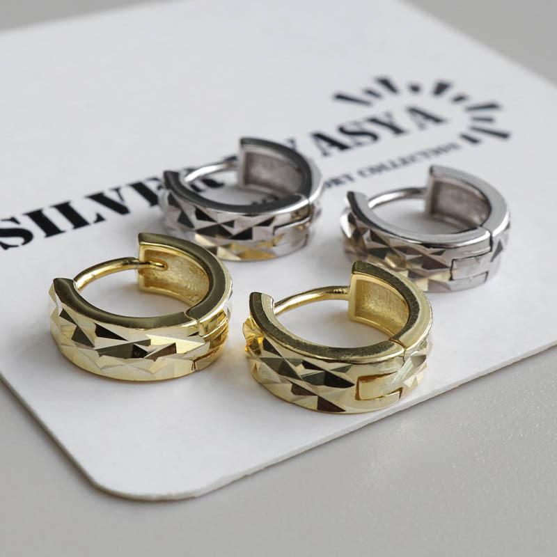 シルバー925 ミラーカットピアス フープピアス ゴールドピアス 18KGP