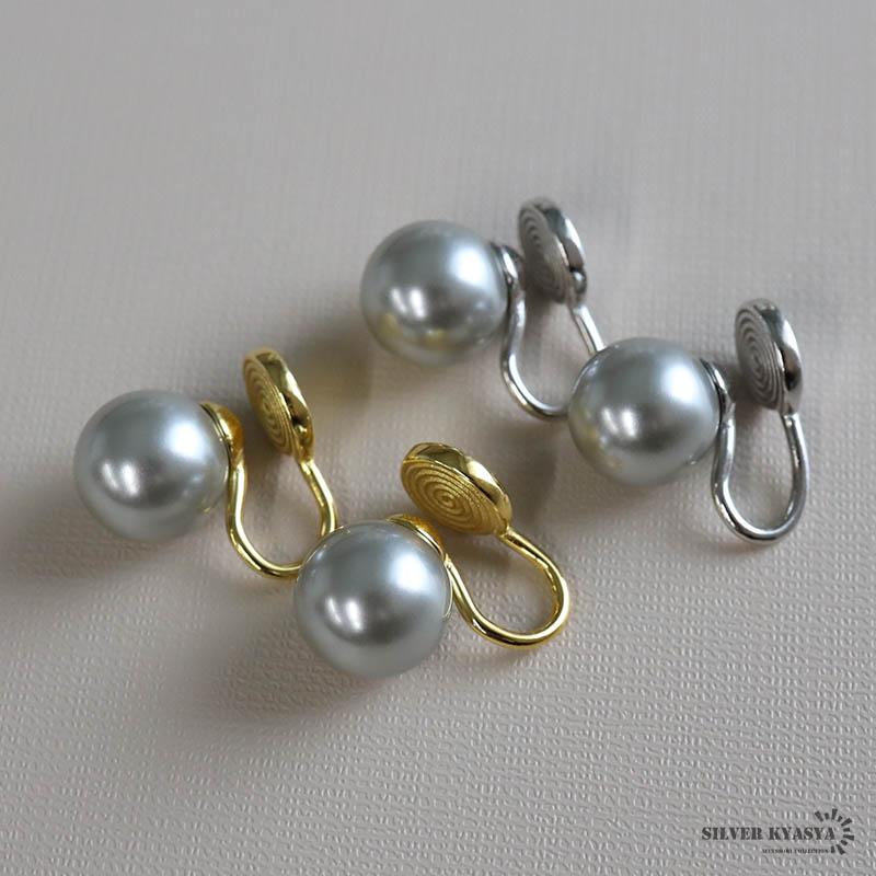 複数買いで最大300円OFFクーポン／グレーパールイヤリング 10mm 一粒