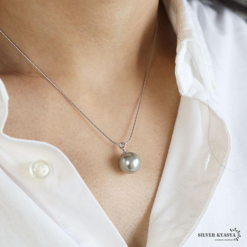 ★未使用品★バロックパールネックレス　一粒　グレー　大粒 一粒グレーパールネックレス スワロフスキー 12mm 大きめ 真珠