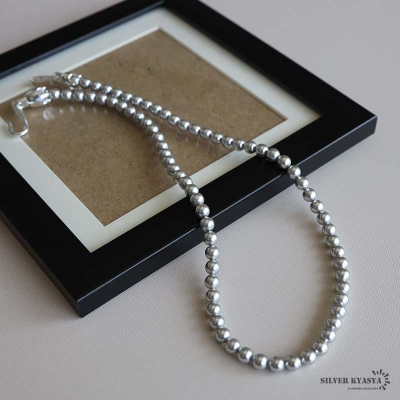 シルバー925 パールネックレス グレー スワロフスキーパールネックレス