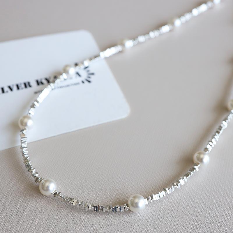 クーポンで10％OFF シルバー925 パールネックレス スワロフスキー