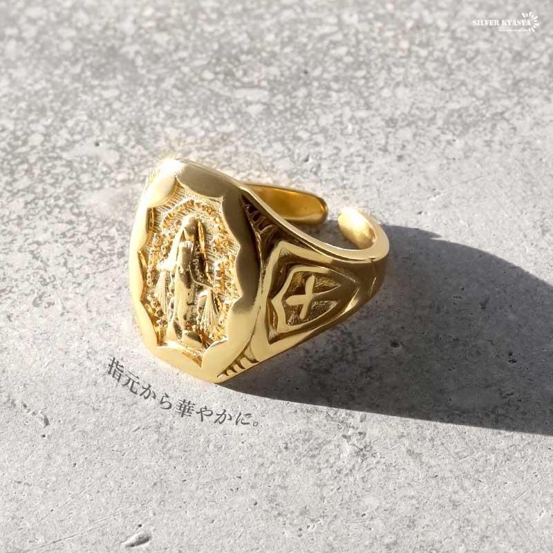 シルバー925 リング ごつめ 18k マリア メダイ 指輪 18金 シルバー925 リング ごつめ 18k マリア メダイ 指輪 18金