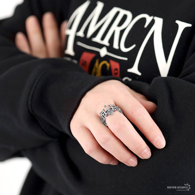 シルバー925 リング 指輪 レディース シルバー 存在感 クロスリング