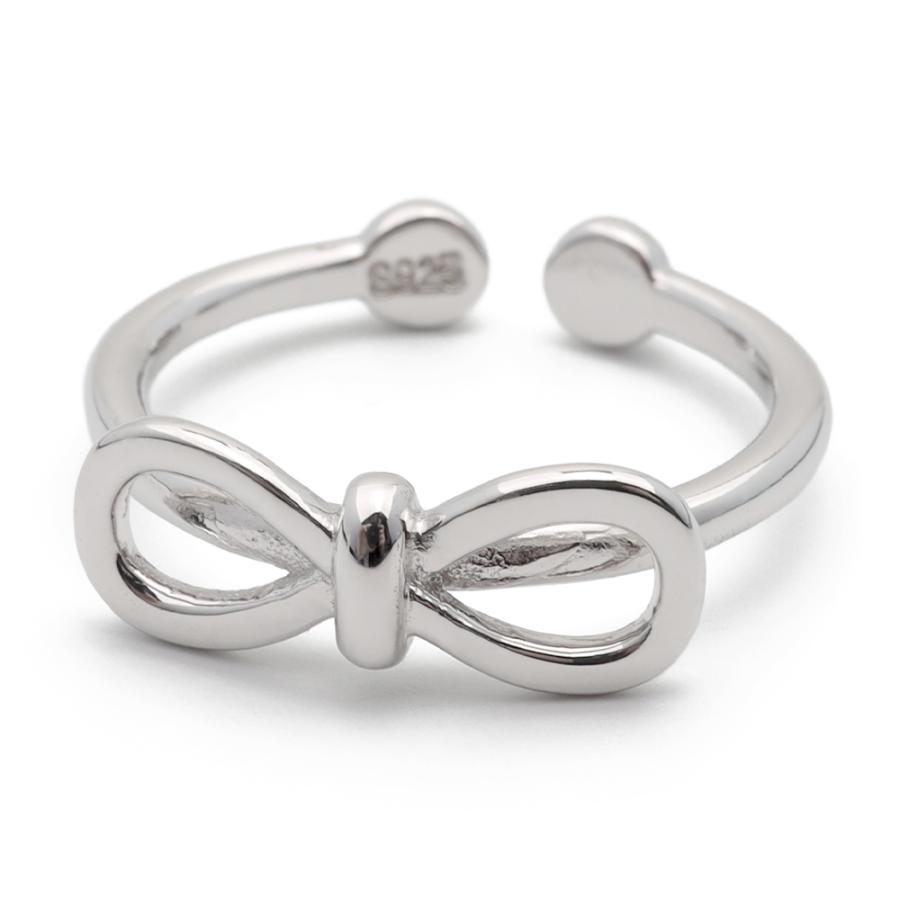 シルバー925 リング 指輪 レディース シルバー 小ぶり リボンリング ピンキーリング 金属アレルギー フリーサイズ | ブランド登録なし | 08