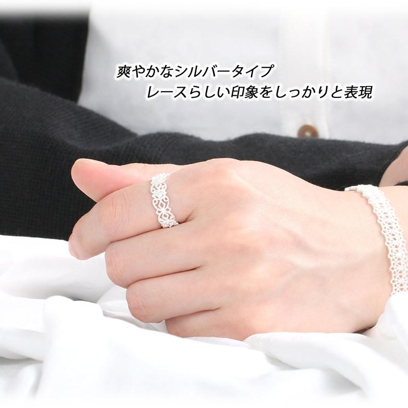 シルバー925 レース ゴールド リング 透かし 細身 ジルコニア K18 GP