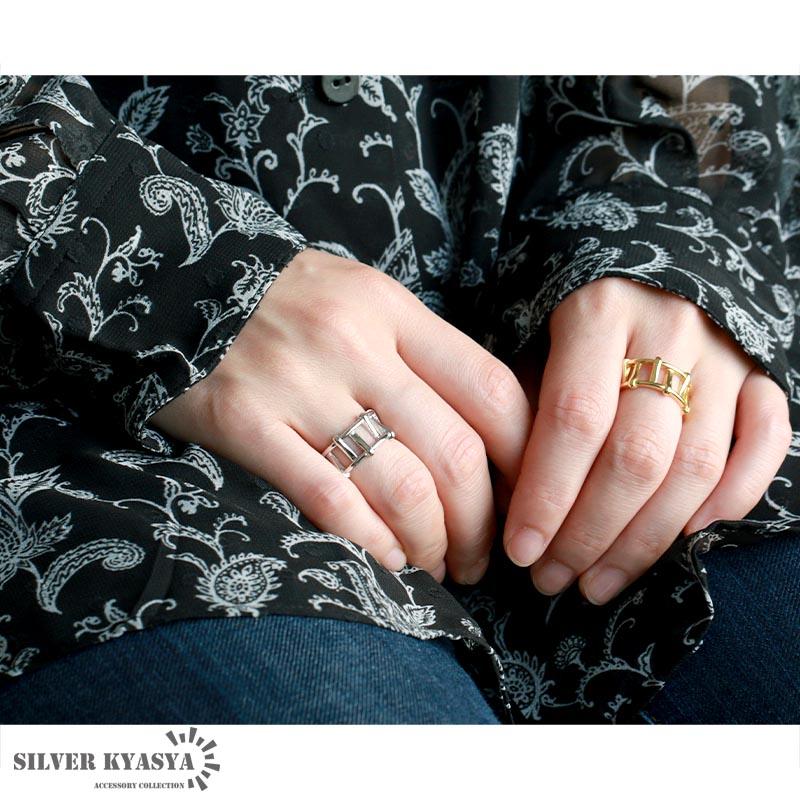 シルバー925 デザインリング 指輪 18K ゴールド 銀 silver gold はしご