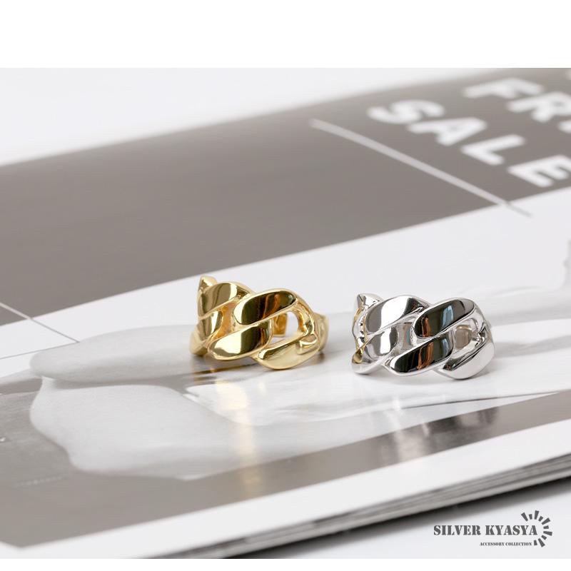 シルバー925 喜平チェーンリング 指輪 18K ゴールド 銀 silver gold き