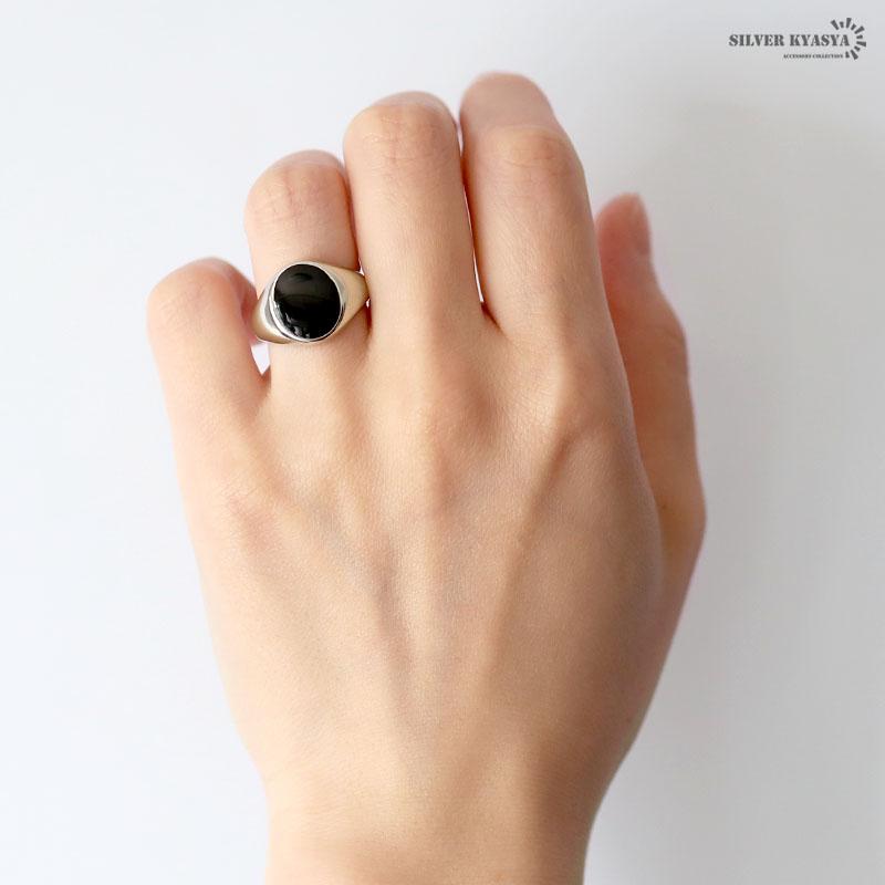 シルバー925 リング レディース シルバー ブラック ストーン 一粒