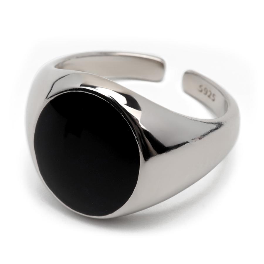 シルバー925 リング レディース シルバー ブラック ストーン 一粒