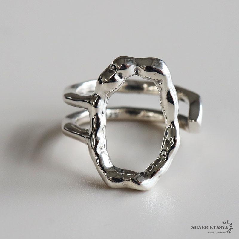 オーバルリング 太め シルバー925素材 シンプルリング 太め指輪 リング