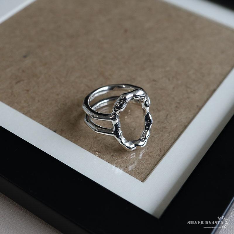 オーバルリング 太め シルバー925素材 シンプルリング 太め指輪 リング