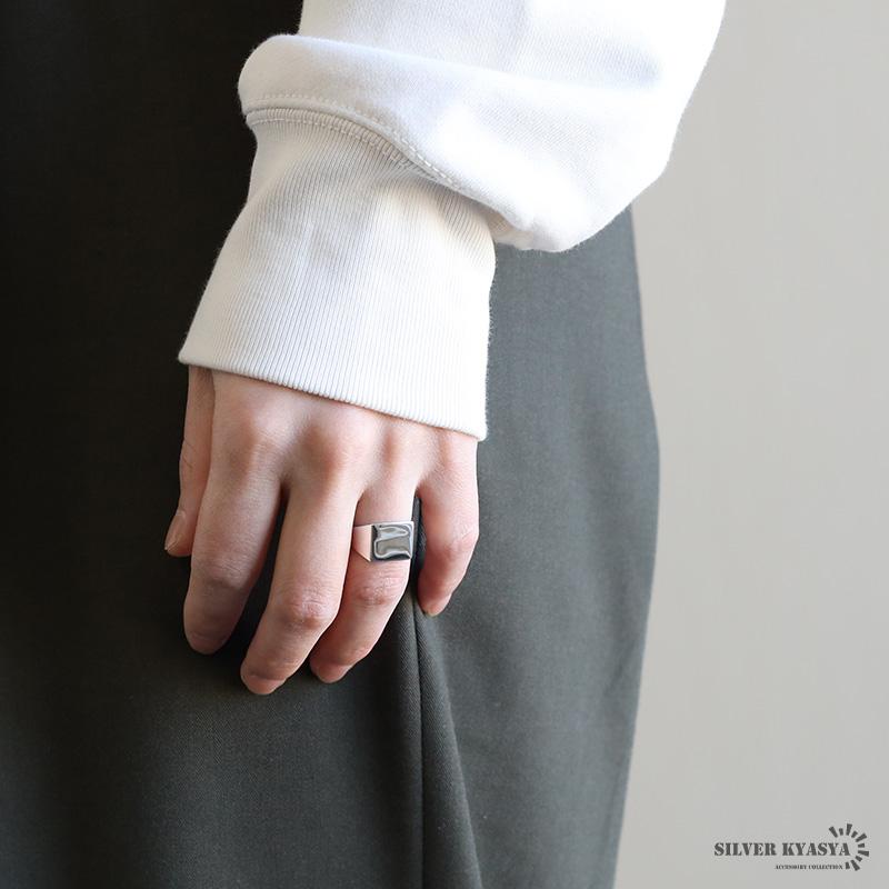 シルバー925 印台リング シグネットリング シンプル 太幅 スクエア