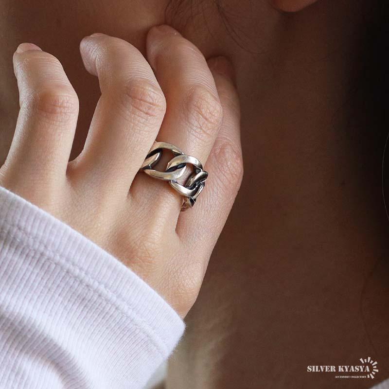 シルバー925 喜平チェーンリング ごつめ シルバーリング ワイドリング