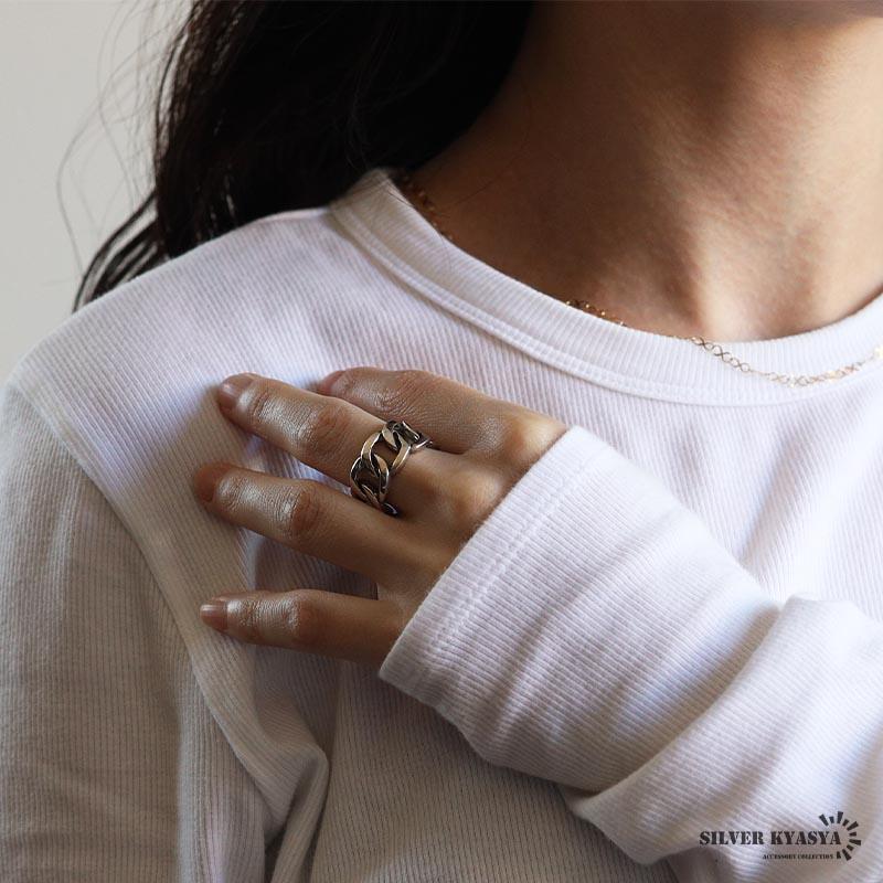 シルバー925 喜平チェーンリング ごつめ シルバーリング ワイドリング