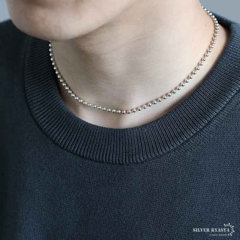 シルバー925 ボールチェーン ネックレス 幅3mm 40cm ネックレス シルバー925 ボールチェーン ネックレス 幅3mm 40cm ネックレス