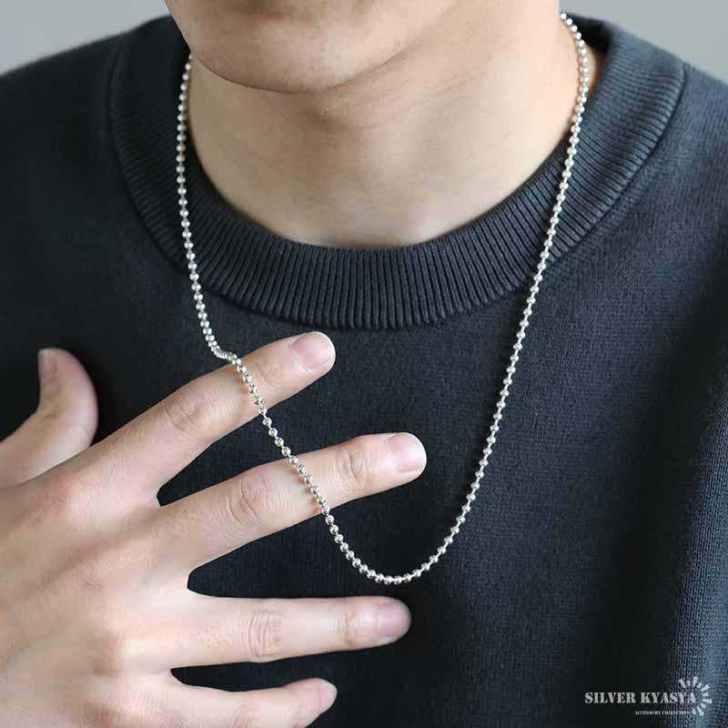 シルバー925 ボールチェーン ネックレス 幅3mm 60cm ネックレス シルバー925 ボールチェーン ネックレス 幅3mm 60cm ネックレス