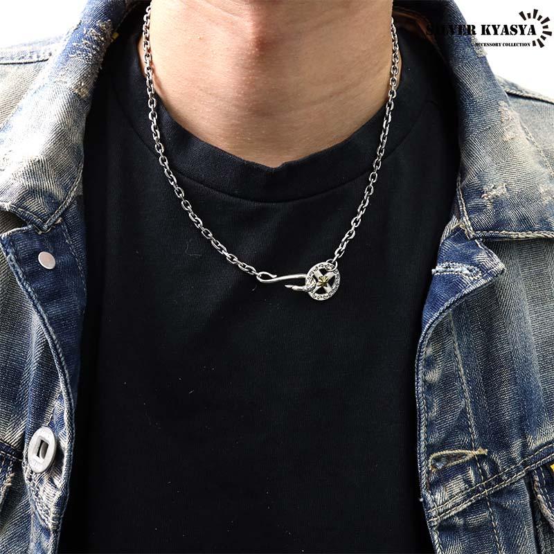 シルバー925 フェザーネックレスチェーン 太陽ホイール イーグルフック