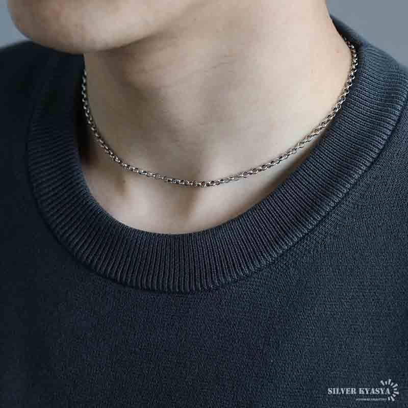 シルバー925 ロールチェーン ネックレス 幅3mm 40cm ネックレス シルバー925 ロールチェーン ネックレス 幅3mm 40cm ネックレス
