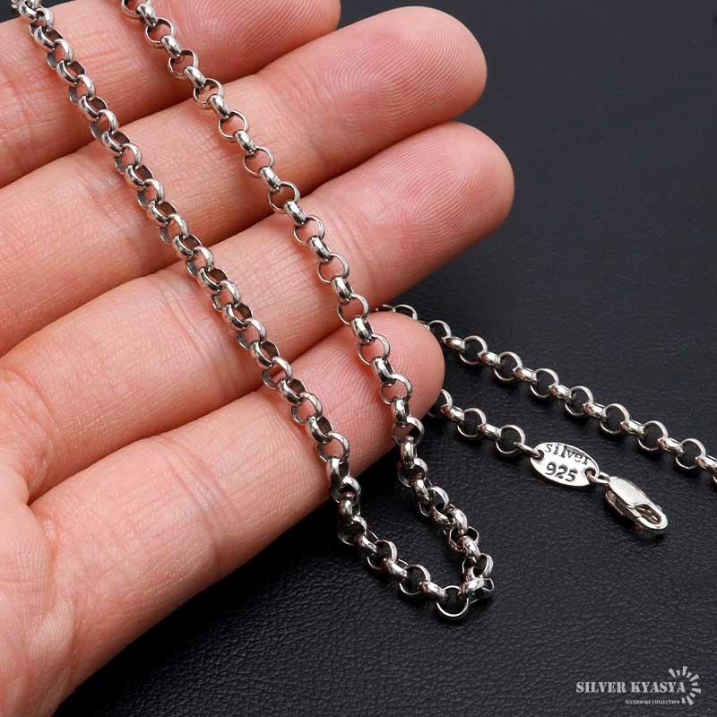 店内まるっと10%OFF祭／シルバー925 ロールチェーン ネックレス 幅4mm